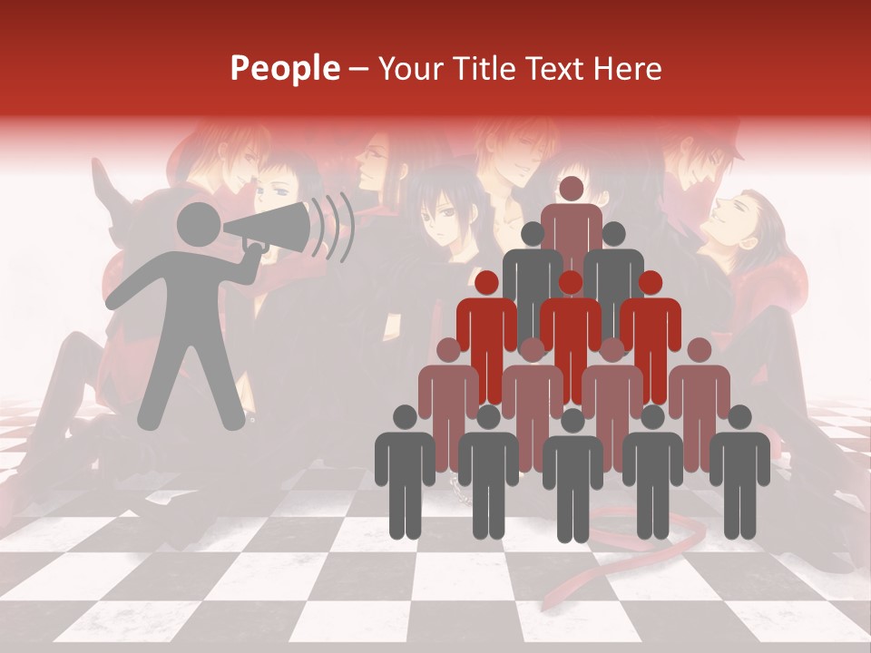 A Group Of People Sitting On Top Of A Checkered Floor PowerPoint Template