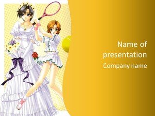 A Woman In A White Dress Holding A Tennis Racket PowerPoint Template