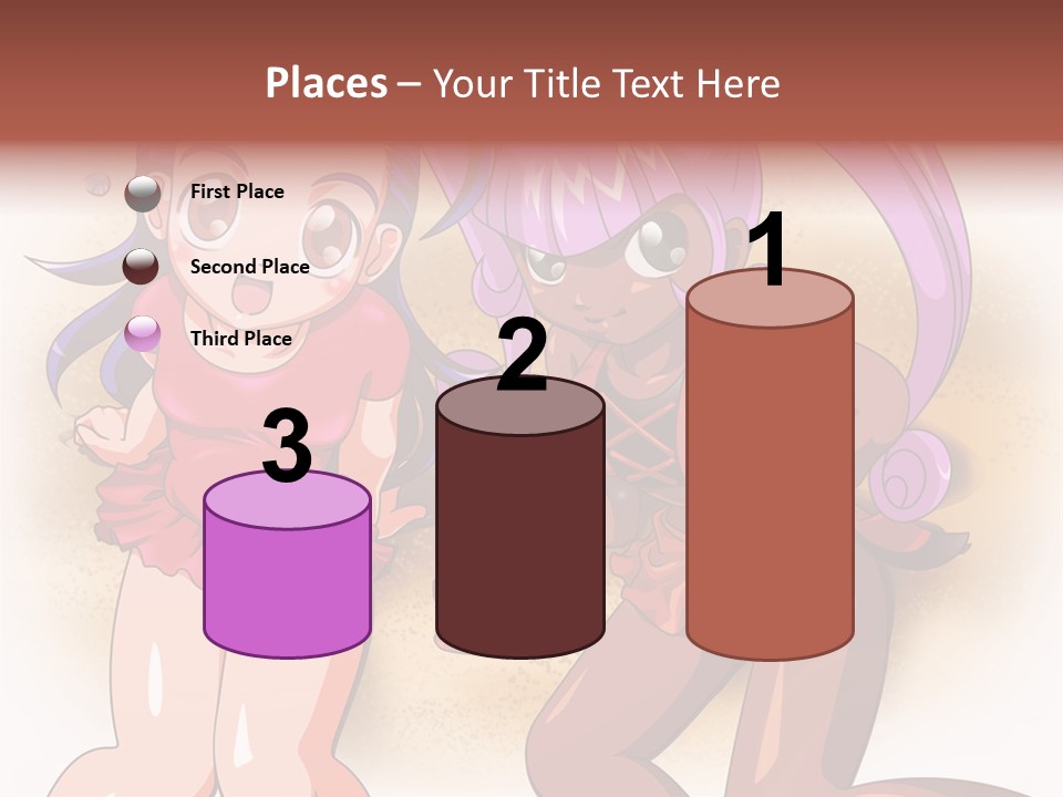 A Couple Of Cartoon Girls Standing Next To Each Other PowerPoint Template