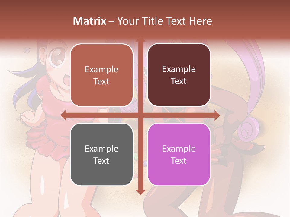 A Couple Of Cartoon Girls Standing Next To Each Other PowerPoint Template