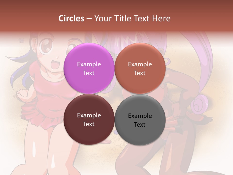 A Couple Of Cartoon Girls Standing Next To Each Other PowerPoint Template