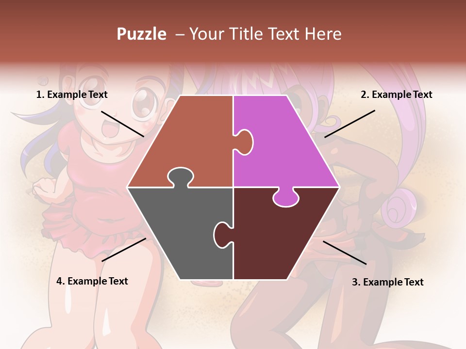 A Couple Of Cartoon Girls Standing Next To Each Other PowerPoint Template