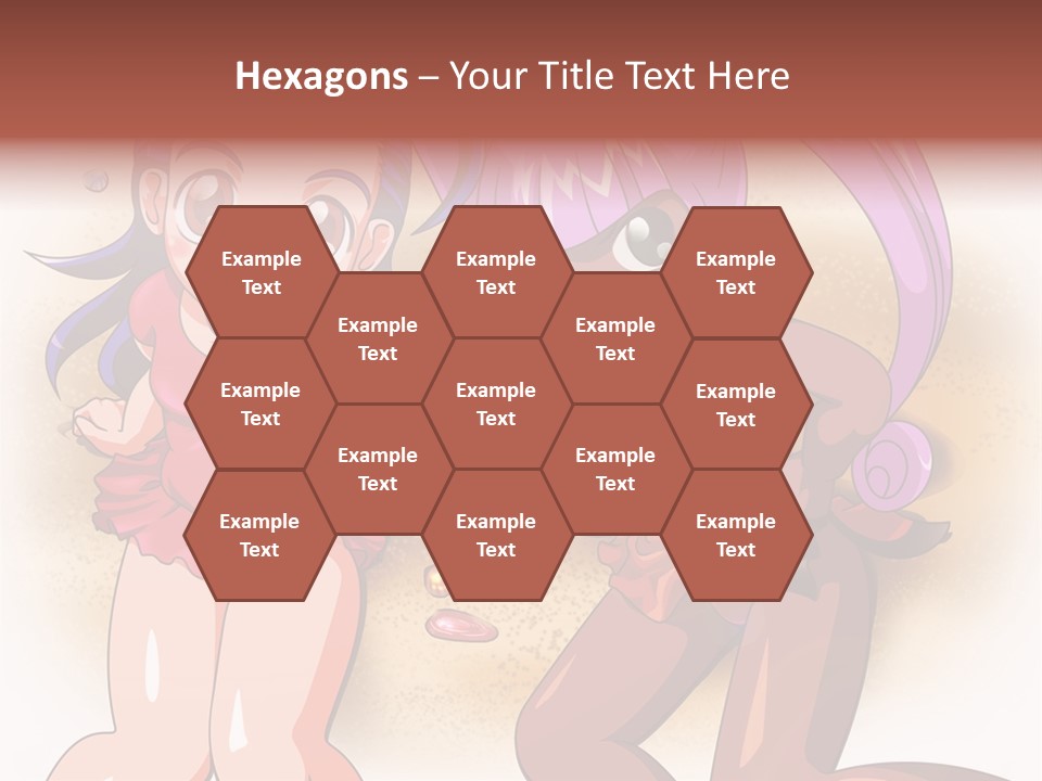 A Couple Of Cartoon Girls Standing Next To Each Other PowerPoint Template