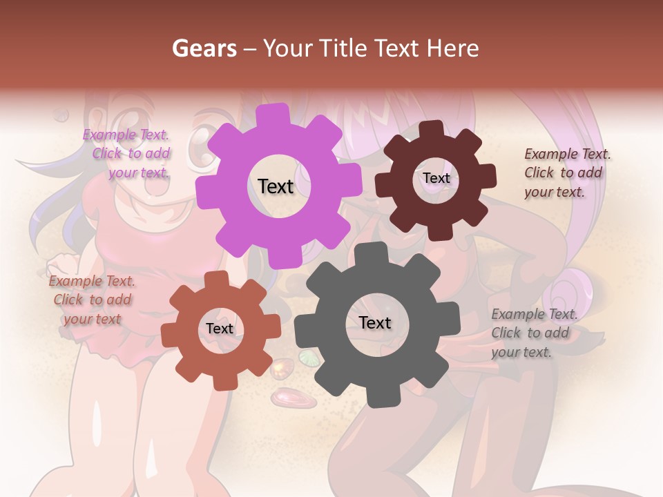 A Couple Of Cartoon Girls Standing Next To Each Other PowerPoint Template