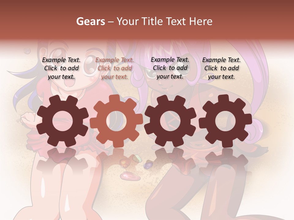 A Couple Of Cartoon Girls Standing Next To Each Other PowerPoint Template