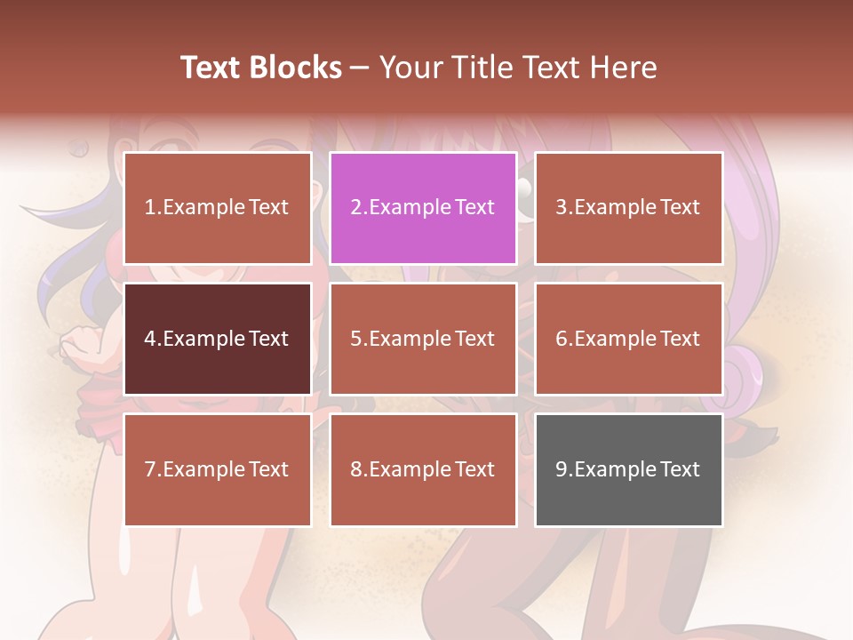 A Couple Of Cartoon Girls Standing Next To Each Other PowerPoint Template