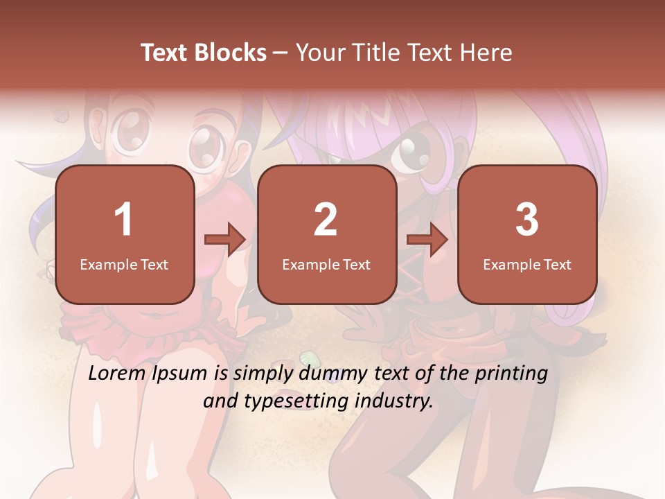 A Couple Of Cartoon Girls Standing Next To Each Other PowerPoint Template