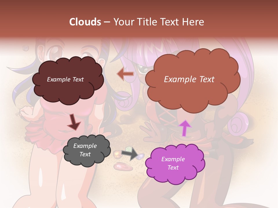 A Couple Of Cartoon Girls Standing Next To Each Other PowerPoint Template