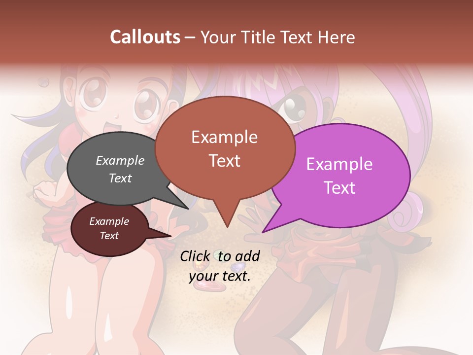 A Couple Of Cartoon Girls Standing Next To Each Other PowerPoint Template