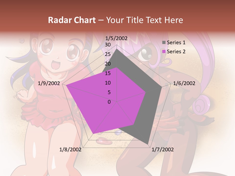 A Couple Of Cartoon Girls Standing Next To Each Other PowerPoint Template