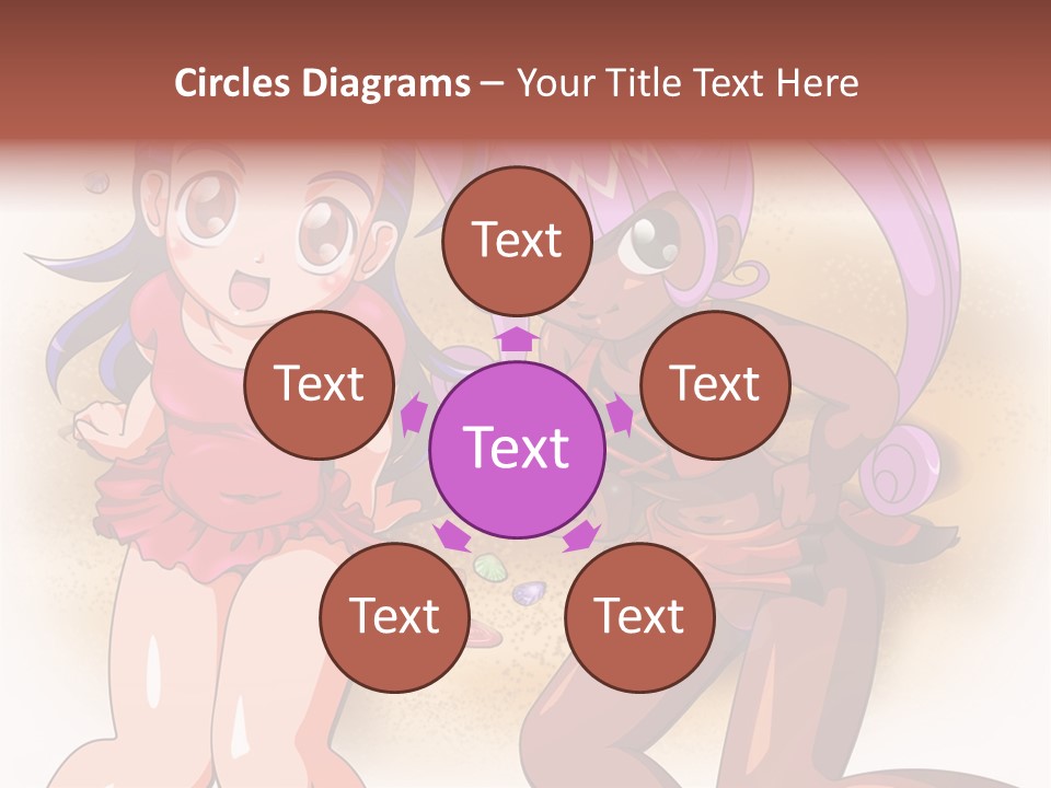 A Couple Of Cartoon Girls Standing Next To Each Other PowerPoint Template