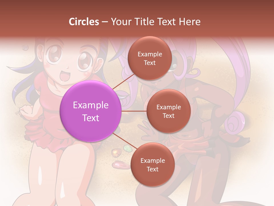 A Couple Of Cartoon Girls Standing Next To Each Other PowerPoint Template