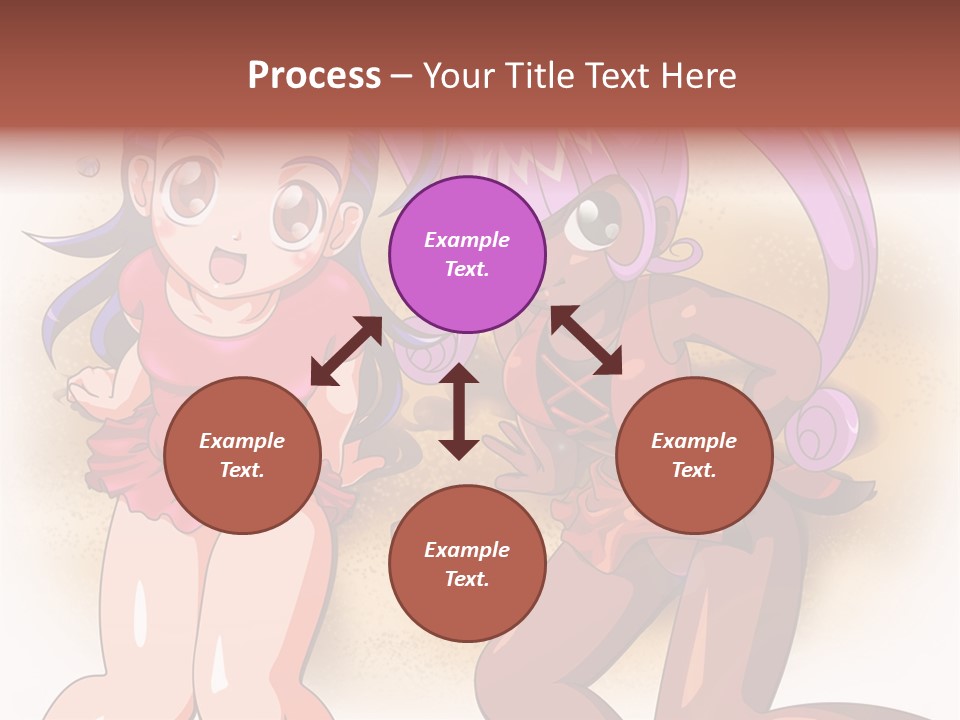 A Couple Of Cartoon Girls Standing Next To Each Other PowerPoint Template