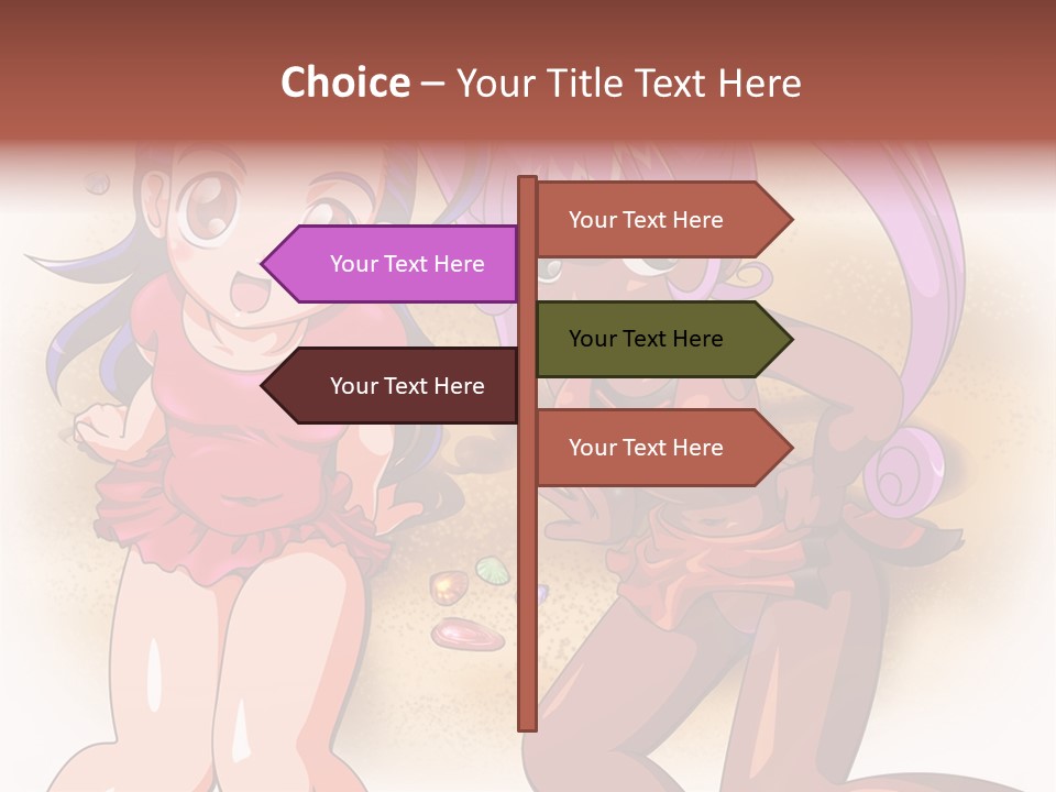 A Couple Of Cartoon Girls Standing Next To Each Other PowerPoint Template
