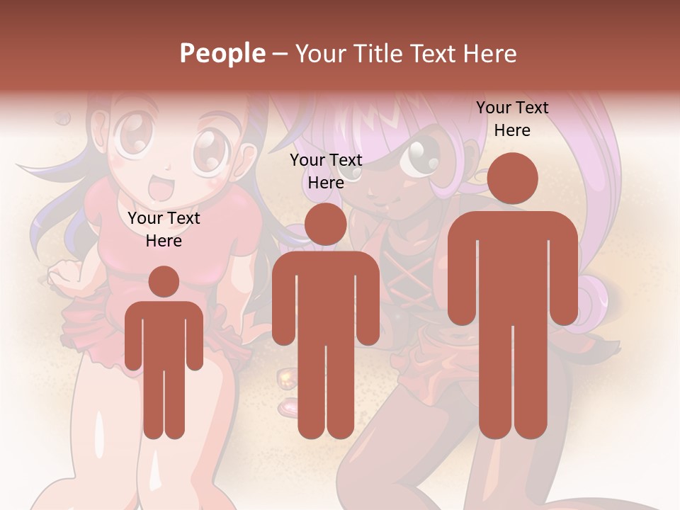 A Couple Of Cartoon Girls Standing Next To Each Other PowerPoint Template