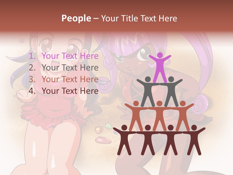 A Couple Of Cartoon Girls Standing Next To Each Other PowerPoint Template