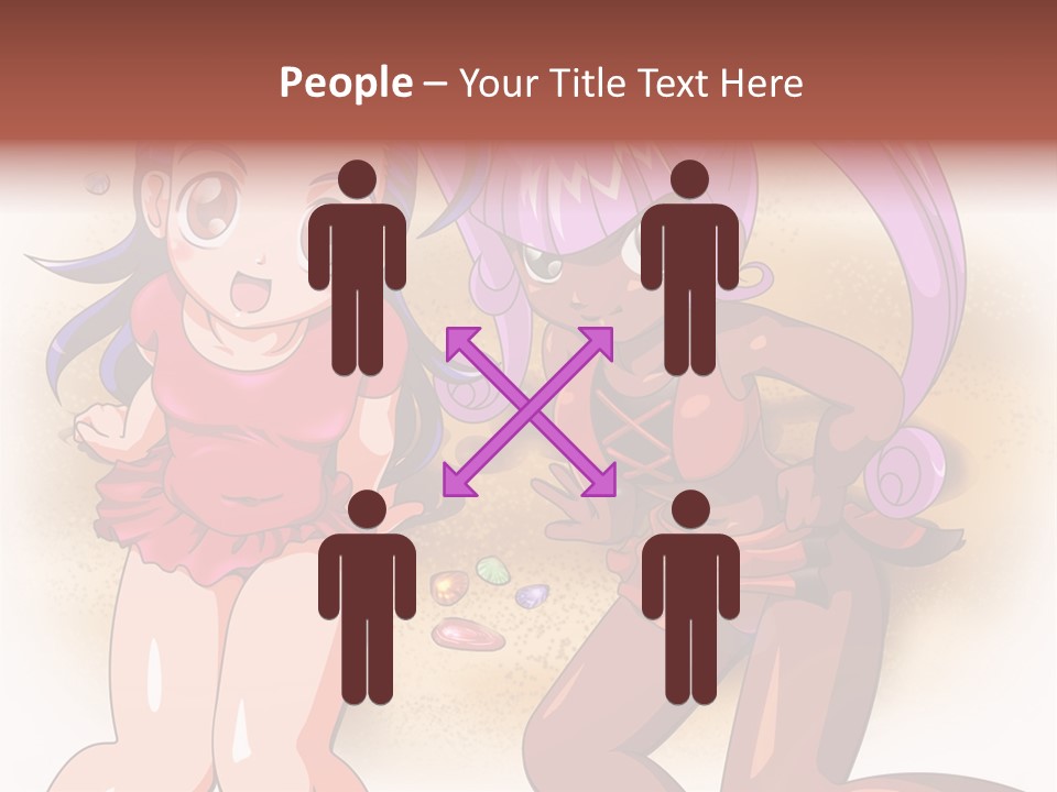 A Couple Of Cartoon Girls Standing Next To Each Other PowerPoint Template