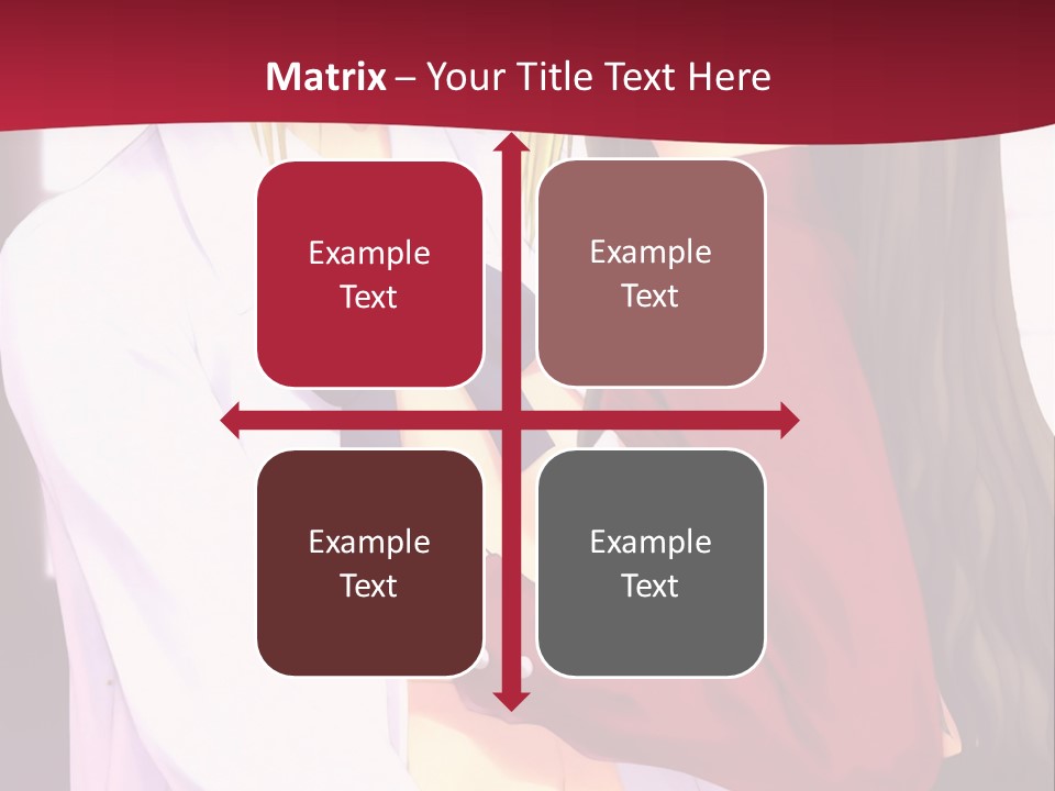 A Couple Of Anime Characters Hugging In Front Of A Red Background PowerPoint Template