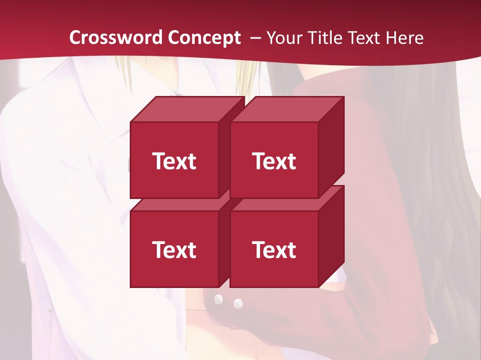 A Couple Of Anime Characters Hugging In Front Of A Red Background PowerPoint Template