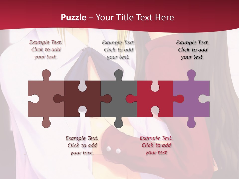 A Couple Of Anime Characters Hugging In Front Of A Red Background PowerPoint Template