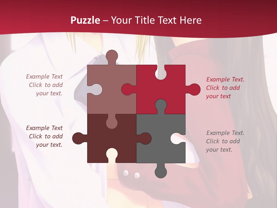 A Couple Of Anime Characters Hugging In Front Of A Red Background PowerPoint Template