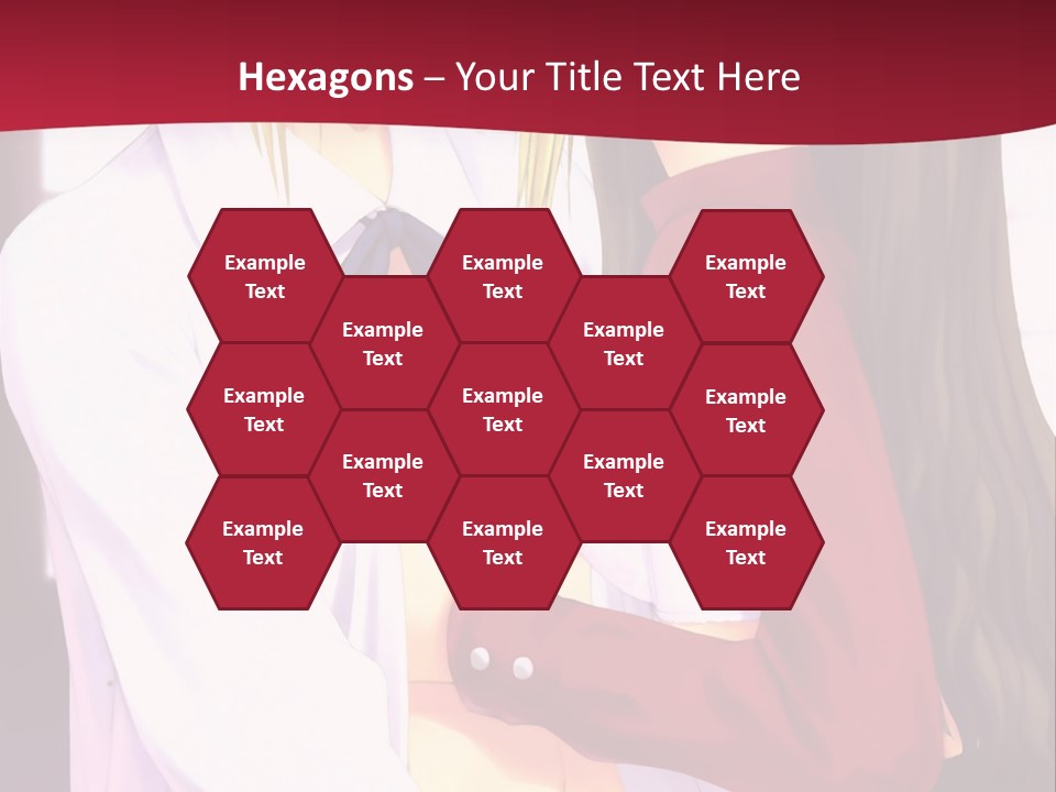 A Couple Of Anime Characters Hugging In Front Of A Red Background PowerPoint Template