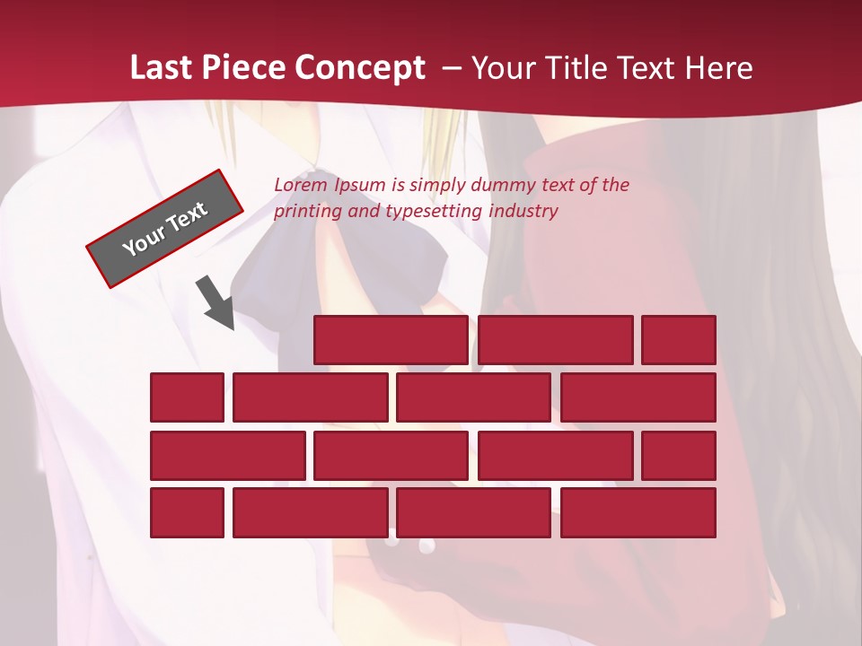 A Couple Of Anime Characters Hugging In Front Of A Red Background PowerPoint Template