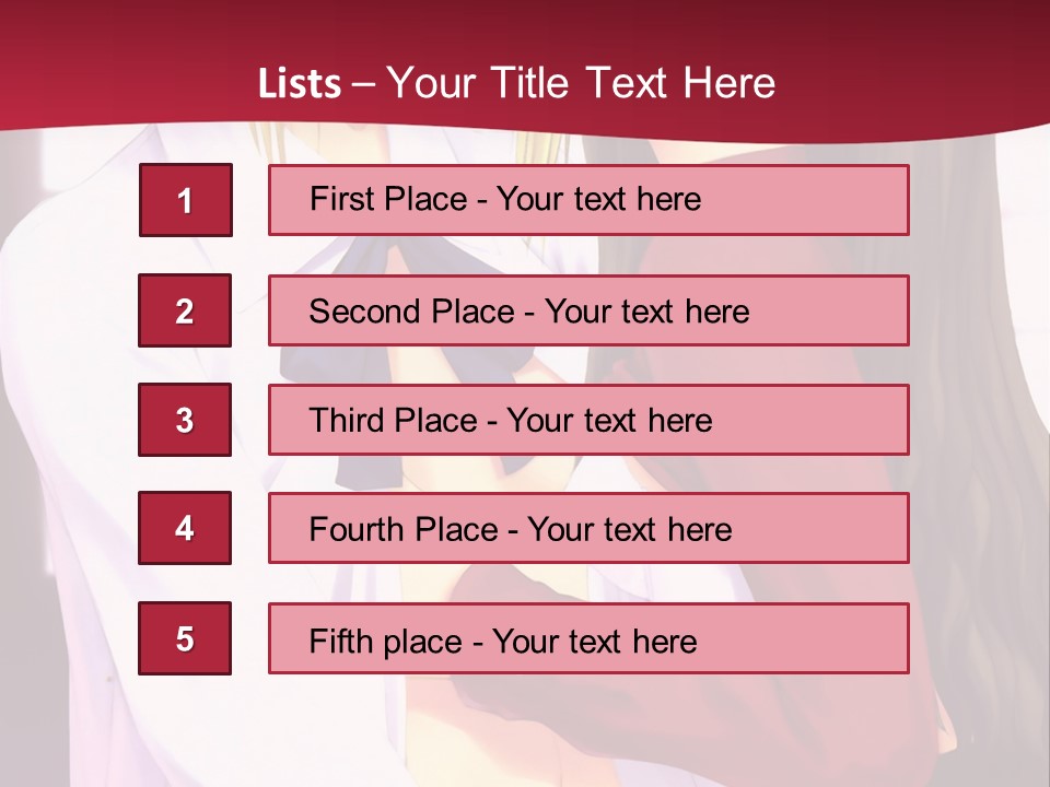 A Couple Of Anime Characters Hugging In Front Of A Red Background PowerPoint Template