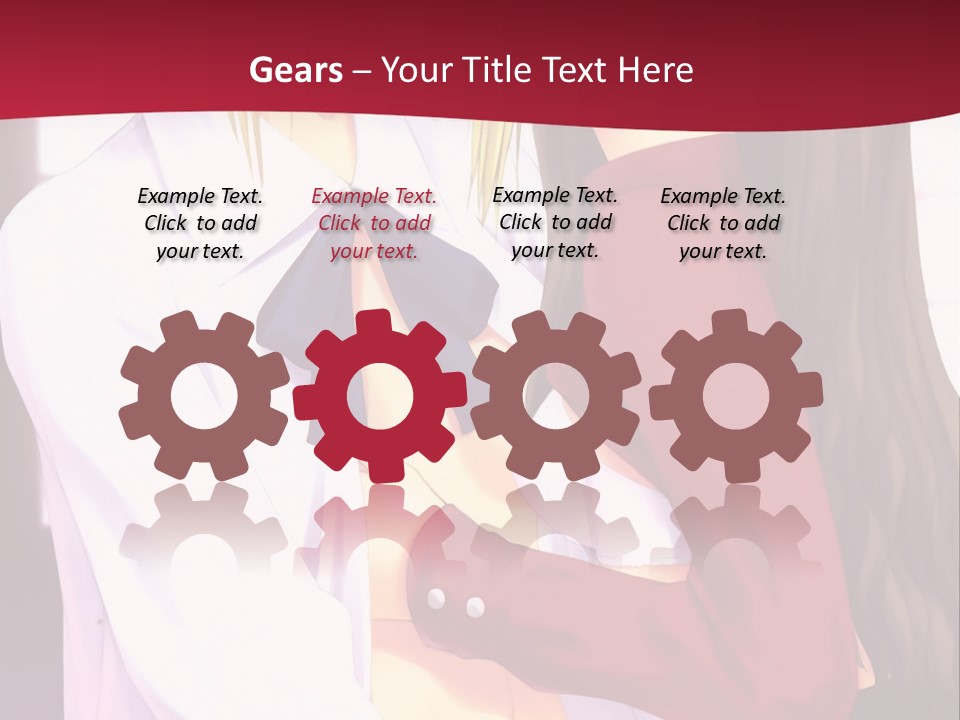 A Couple Of Anime Characters Hugging In Front Of A Red Background PowerPoint Template