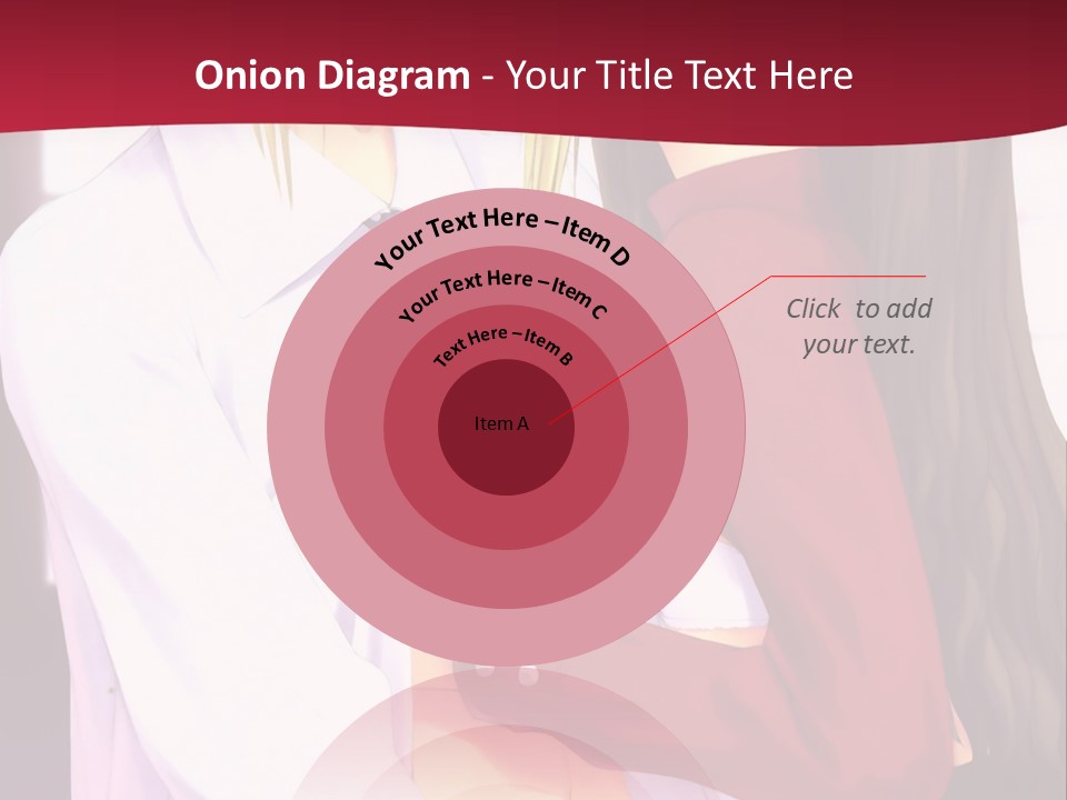 A Couple Of Anime Characters Hugging In Front Of A Red Background PowerPoint Template