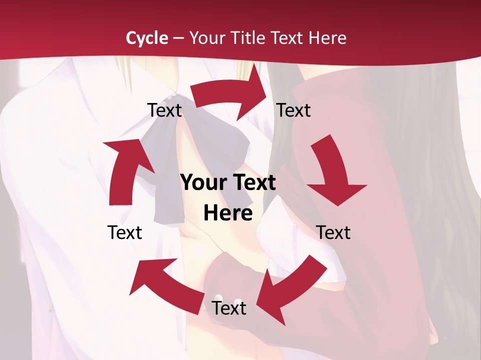 A Couple Of Anime Characters Hugging In Front Of A Red Background PowerPoint Template