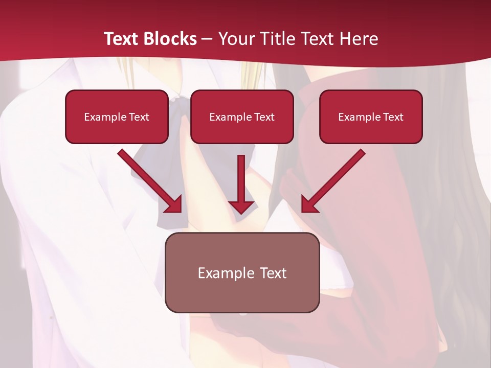 A Couple Of Anime Characters Hugging In Front Of A Red Background PowerPoint Template