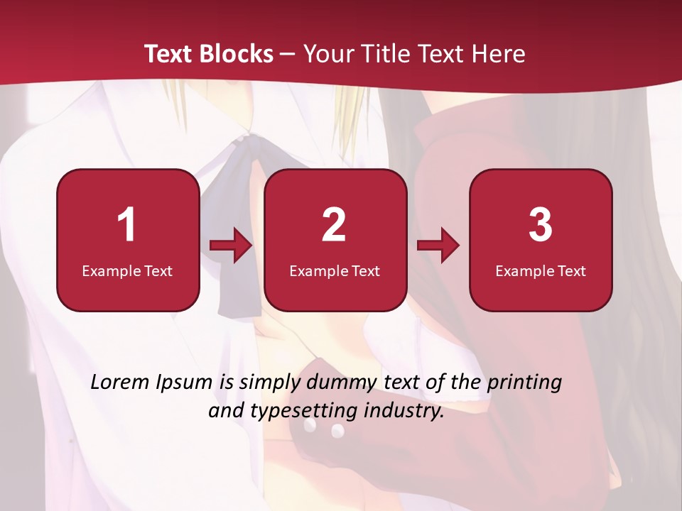 A Couple Of Anime Characters Hugging In Front Of A Red Background PowerPoint Template