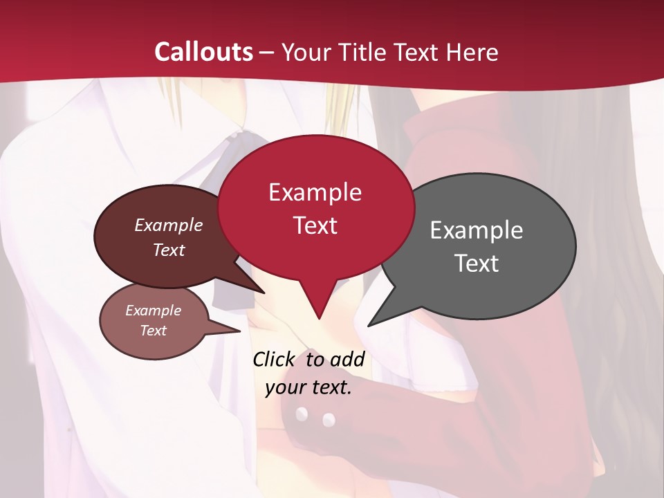 A Couple Of Anime Characters Hugging In Front Of A Red Background PowerPoint Template