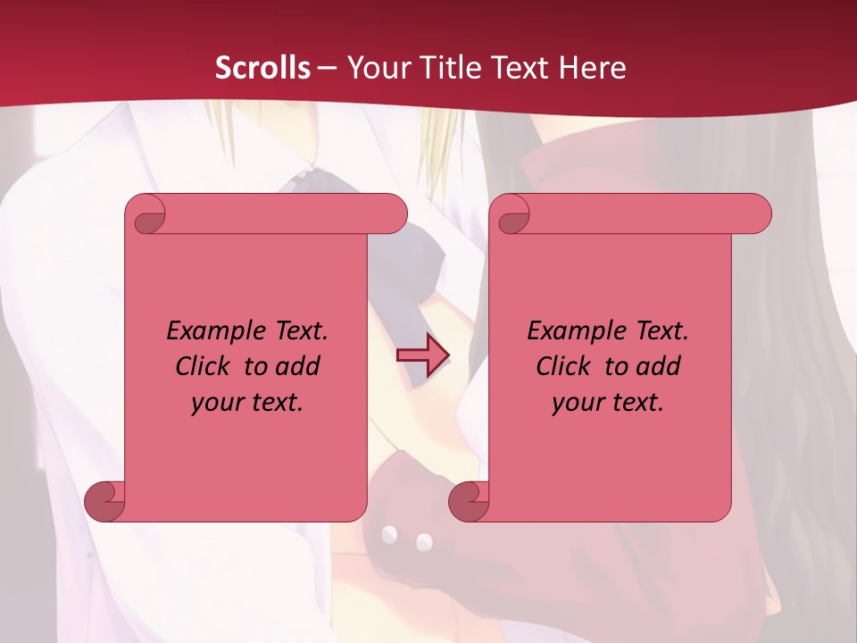 A Couple Of Anime Characters Hugging In Front Of A Red Background PowerPoint Template