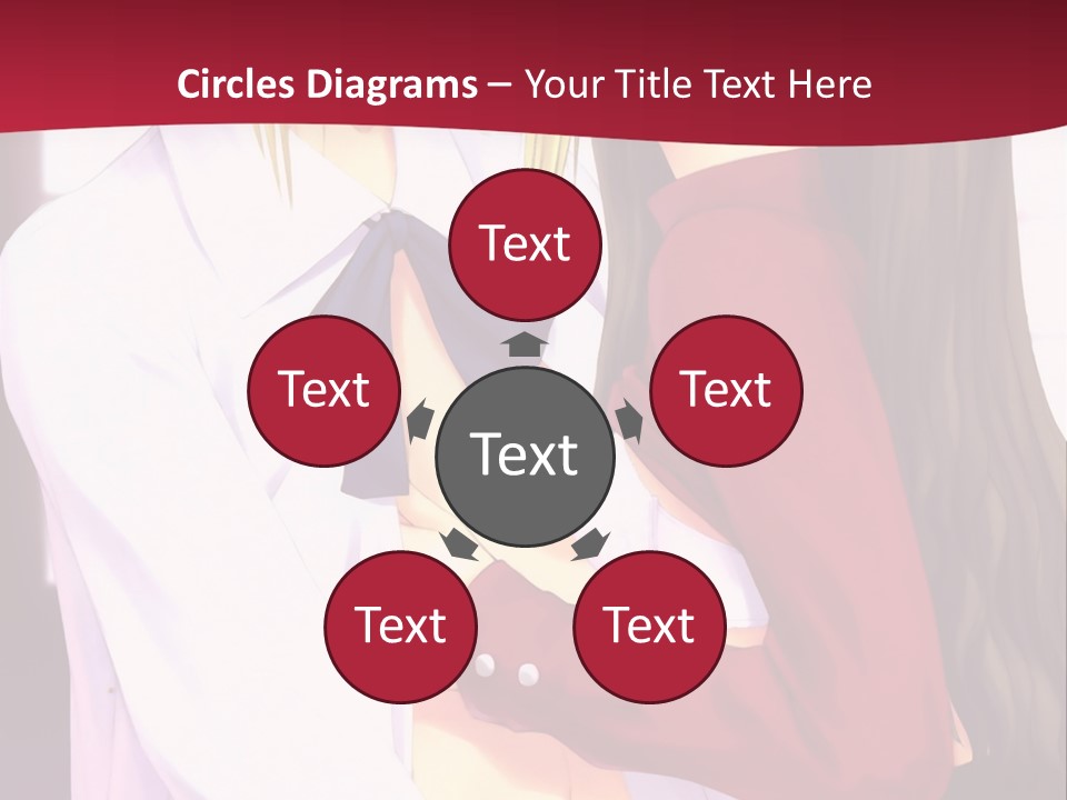 A Couple Of Anime Characters Hugging In Front Of A Red Background PowerPoint Template