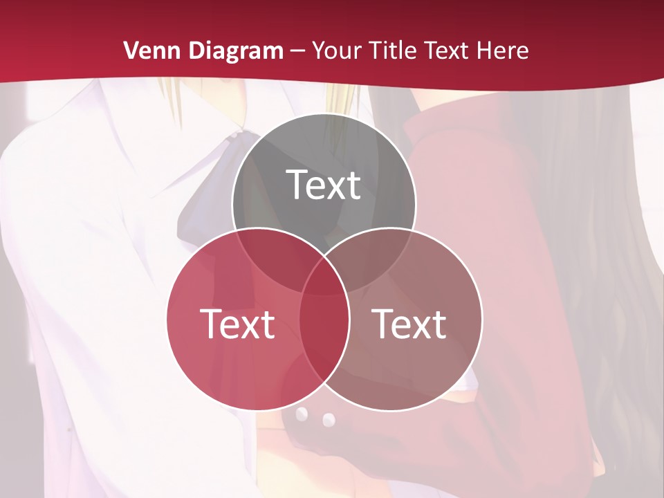 A Couple Of Anime Characters Hugging In Front Of A Red Background PowerPoint Template