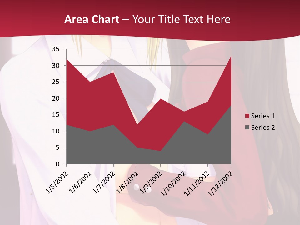 A Couple Of Anime Characters Hugging In Front Of A Red Background PowerPoint Template