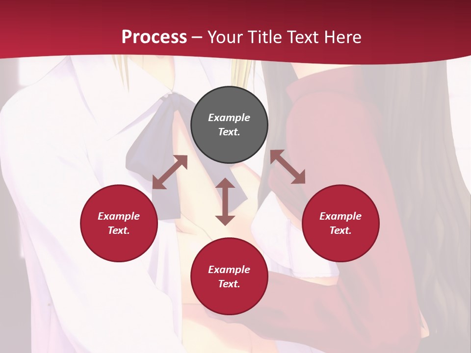 A Couple Of Anime Characters Hugging In Front Of A Red Background PowerPoint Template