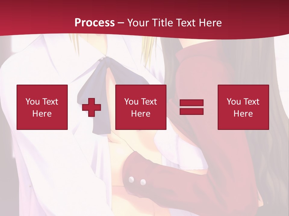 A Couple Of Anime Characters Hugging In Front Of A Red Background PowerPoint Template