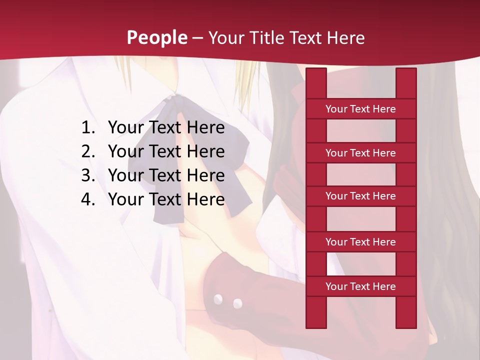 A Couple Of Anime Characters Hugging In Front Of A Red Background PowerPoint Template