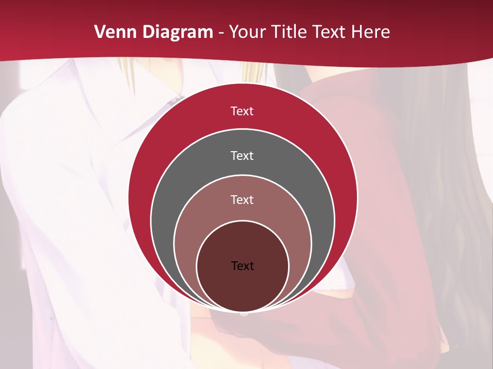 A Couple Of Anime Characters Hugging In Front Of A Red Background PowerPoint Template