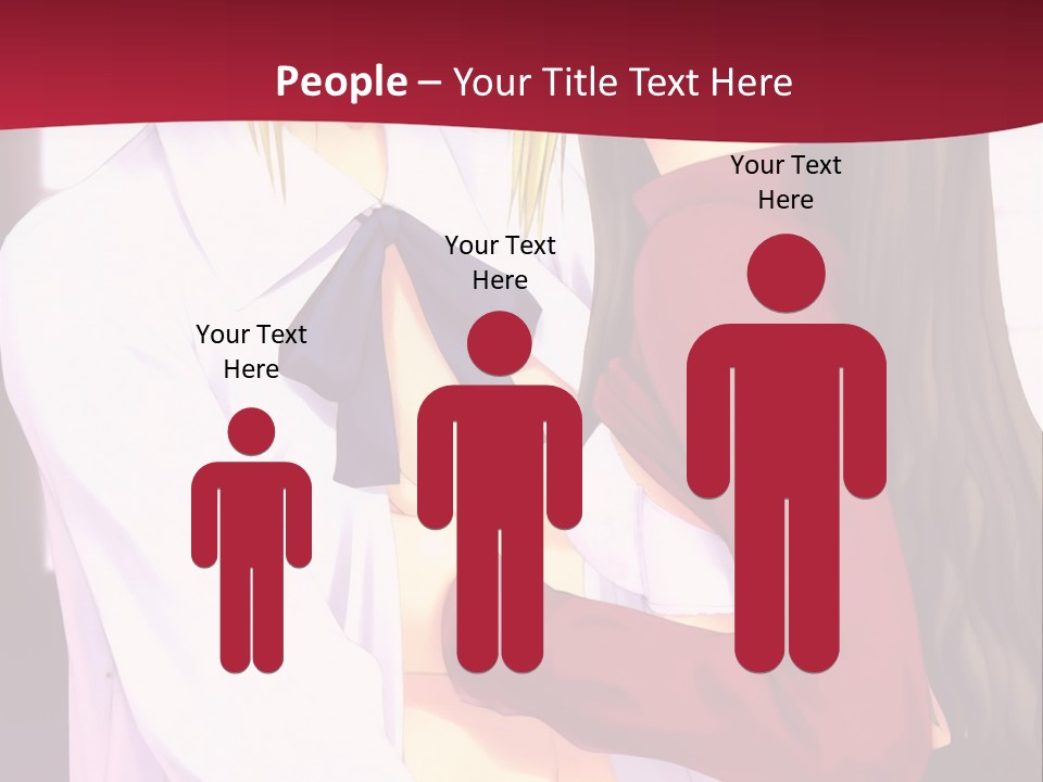 A Couple Of Anime Characters Hugging In Front Of A Red Background PowerPoint Template