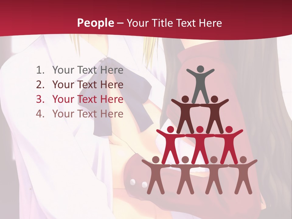 A Couple Of Anime Characters Hugging In Front Of A Red Background PowerPoint Template