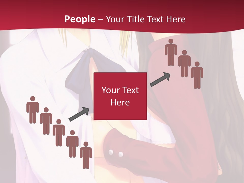 A Couple Of Anime Characters Hugging In Front Of A Red Background PowerPoint Template