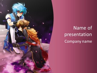 A Couple Of Anime Characters Sitting Next To Each Other PowerPoint Template