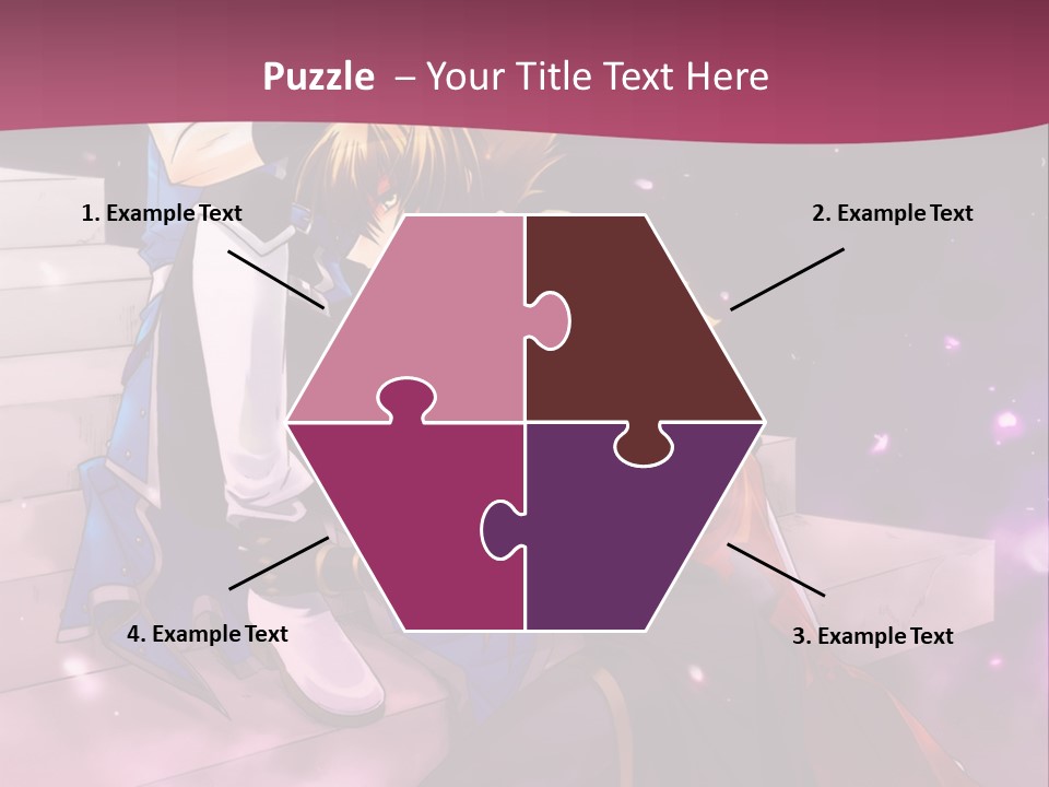 A Couple Of Anime Characters Sitting Next To Each Other PowerPoint Template