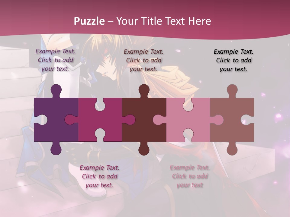 A Couple Of Anime Characters Sitting Next To Each Other PowerPoint Template