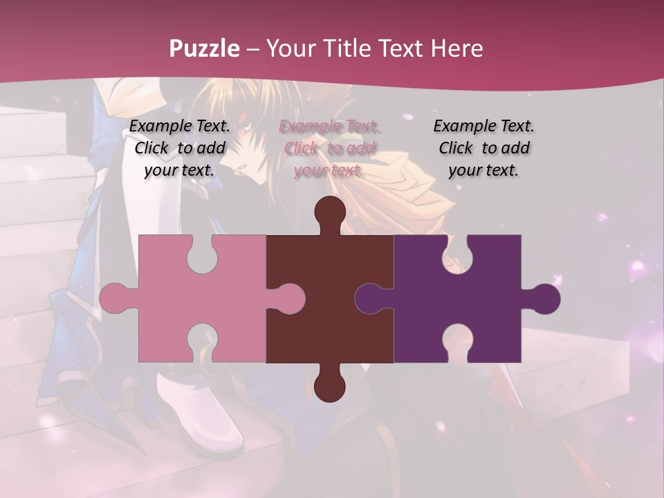 A Couple Of Anime Characters Sitting Next To Each Other PowerPoint Template