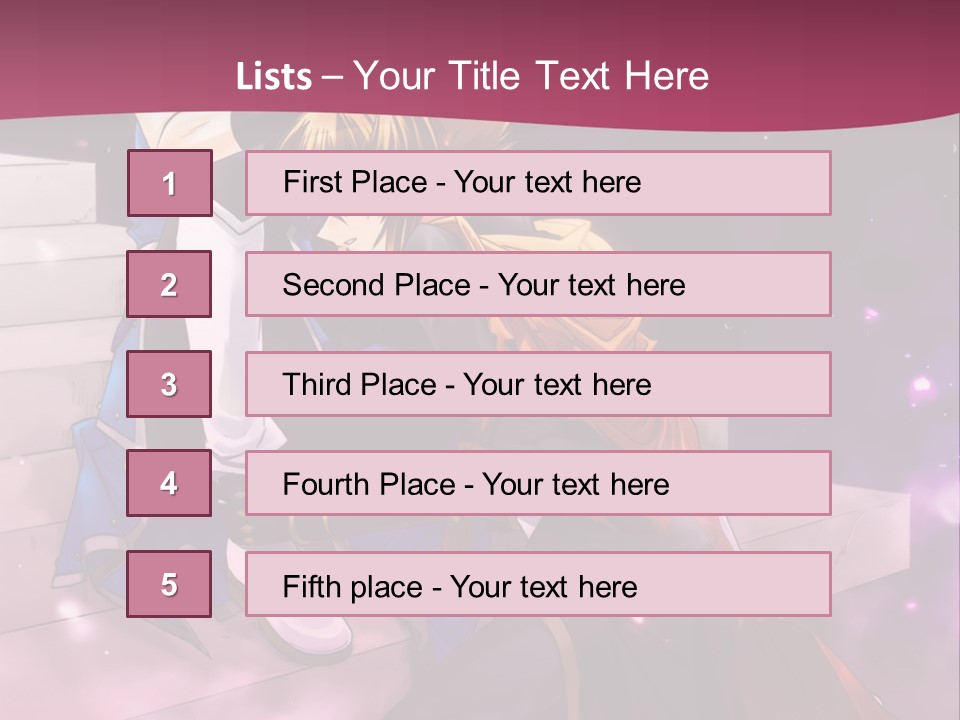 A Couple Of Anime Characters Sitting Next To Each Other PowerPoint Template